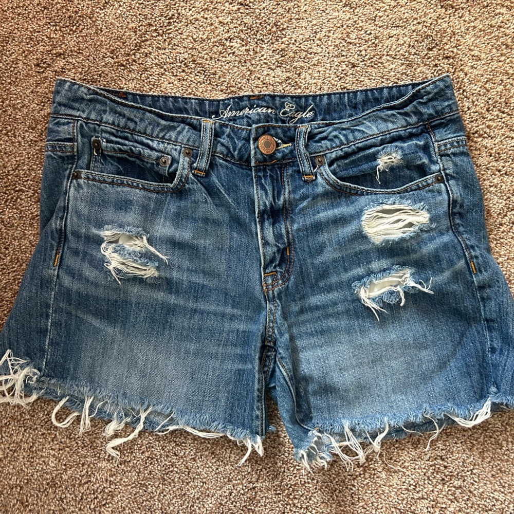American Eagle Blue Distressed Jean Shorts